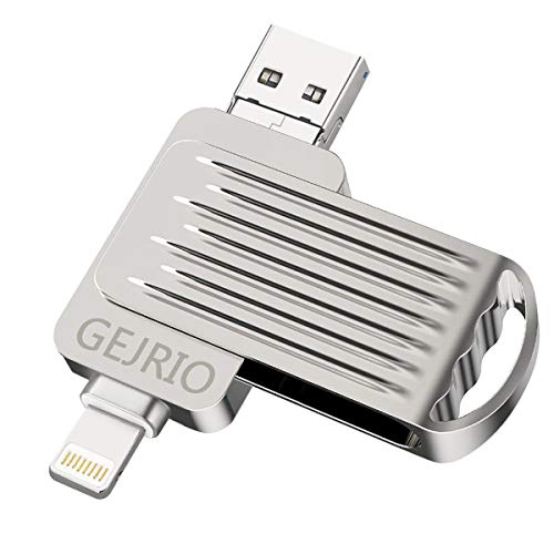 USB Flash Drives Compatible iPhone/iOS 128GB [3-in-1] Lightning OTG Jump Drive, GEJRIO USB