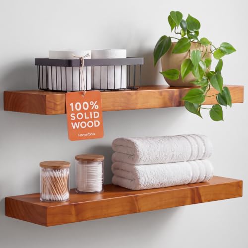 Homeforia 24 Inch Floating Shelves, High-End Solid Pine Wood, Set of 2