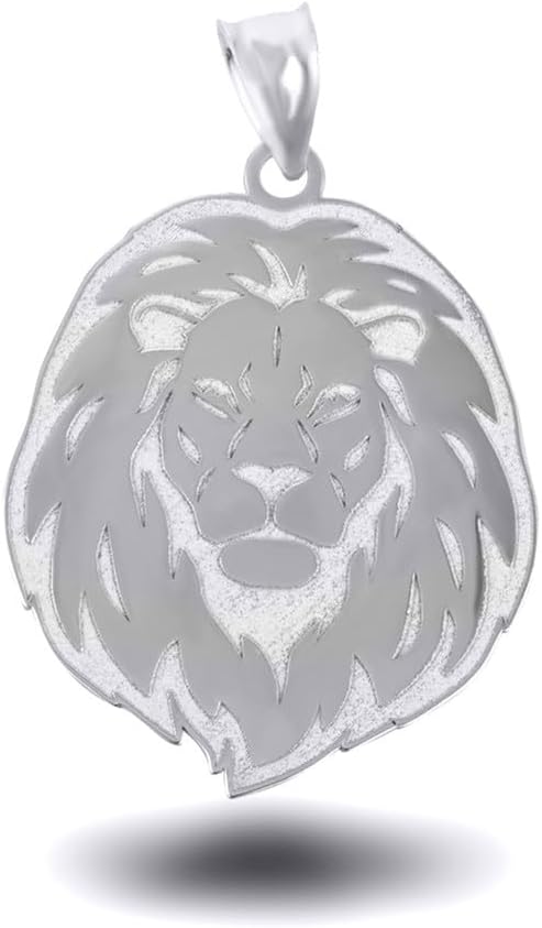 Claddagh Gold Bold .925 Sterling Silver Lion’s Head King of the Jungle Charm Pendant Necklace with Rolo Chain and Pendant only