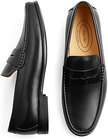 Journey West Mens Penny Loafers with Genuine Leather Business Dress Slip on Loafer Shoes for Men Black US 10 | Image 2
