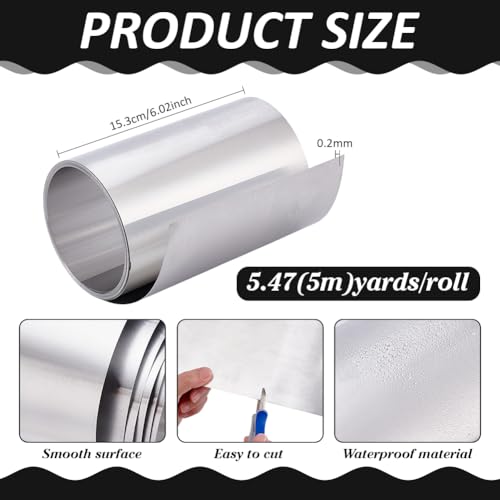 PH PandaHall 5m Aluminium Flashing Roll 15cm Breite Metall Dachpaneele 0.2mm Dicke Aluminium Blech Rolle für Dachziegel Fenster Türen Abdichtung