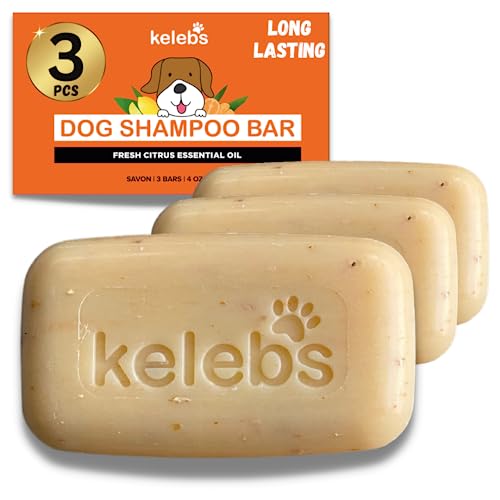 Kelebs Deodorizing Dog Shampoo For Smelly Dogs | Puppy Shampoo | Organic Pet Shampoo For Dogs | Natural Dog Shampoo Bar | Citrus Essential Oils | Eco-Friendly | Zero Plastic Waste | Vegan | 3 Pack #TOP17