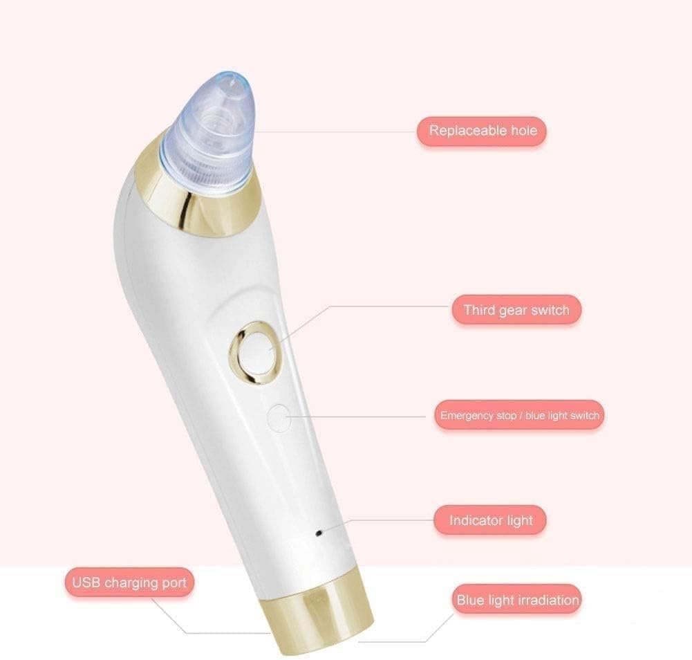 Electric Vacuum Cleaner Blackhead Extractor Tool Device Comedo Removal Suction Beauty for Women, 5 Replaceable Heads
