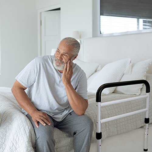 FSA/HSA Eligible, Vaunn Medical New Adjustable Bed Assist Rail Handle (Passed ASTM F3186–17 Safety Standard) and Hand Guard Grab Bar, Bedside Safety and Stability (Tool-Free Assembly), White/Black - Thumbnail 5