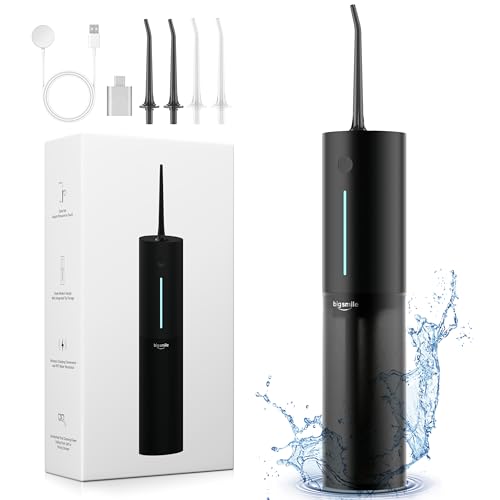 Cordless Water Flosser Rechargeable Water Dental Flosser Pick for Teeth IPX7 Waterproof Electric Water Dental Flosser 3 Modes 4 Replaceable Jet Tips Oral Irrigator for Home Travel (Black)