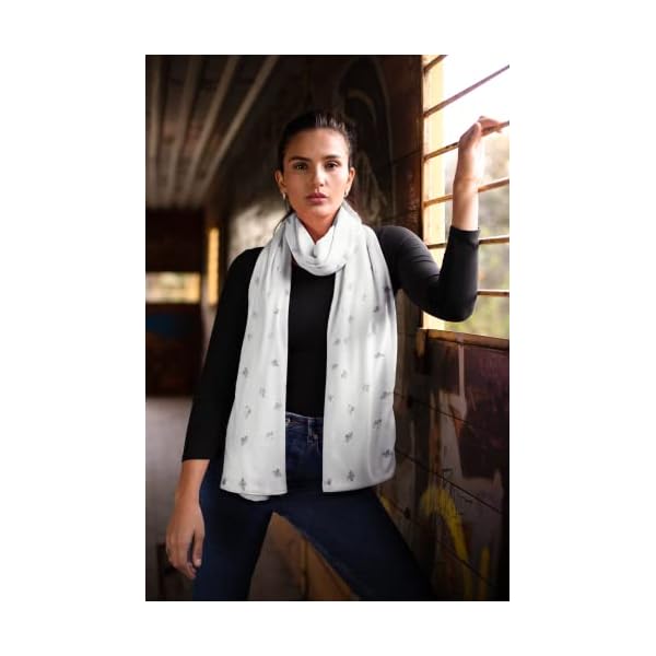 kukubird Women's Scarves & Wraps Lightweight Scarf Silver Foil Sparkle Bee's-White - Image 3