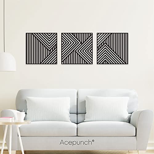 Acepunch Real Wood Art Premium Elegant Modern Abstarct Lines Hanging Design Ideal Gift For Home Living Room Bathroom & Office Asymmetrical Lines Wall Decor 12X12In Ap1288 #TOP6