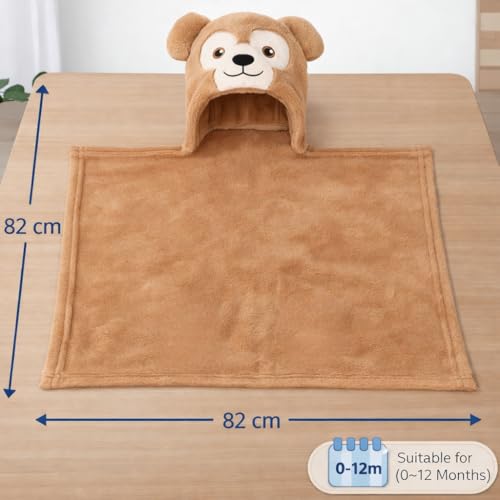 Image of First Kick New Born Baby Blanket Pack of Super Soft Bathrobe Wrapper Bath Towel for Boys, Girls, Babies (Beige, Length 82 cm x Width 82 cm, 0-12 Months)