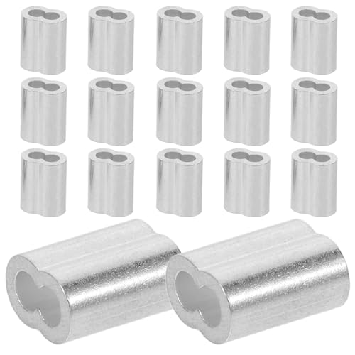 MAGICLULU 200 Pezzi Morsetto per fune con fibbia in alluminio Morsetti per funi metalliche clip per funi metalliche Clip di corda Distribuzione della corda a filo Silver