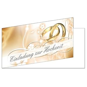 25 Stück Einladungskarten zur Hochzeit (EKT-102) Format DIN lang Einladungen Ringe Trauung Feier