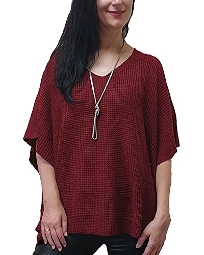Mimosa Ladies Made in Italy One Size Knitted Warm Oversized V-Neck Poncho Cape with Side Buttons