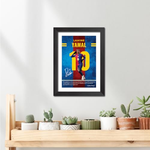 Image of TenorArts Lamine Yamal Quotes Poster Frame Barcelona Laminated Photo Framed Painting with Matt Finish Black Textues (12 inches x 9inches)