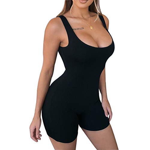 LUFENG Combinaison Sexy sans Manches pour Femme - Noir - Taille S Cover