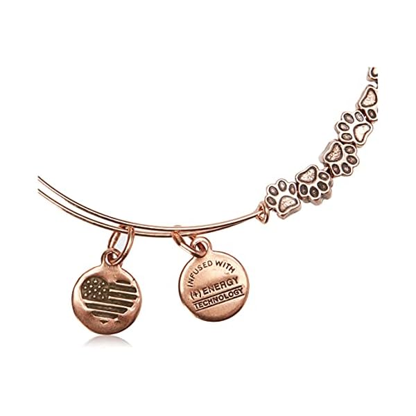 Alex and Ani Accents Paw Print Beaded Expandable Bangle for Women, Rafaelian Rose Gold Finish, 2 to 3.5 in