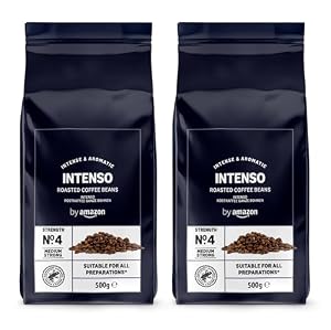 by Amazon Intenso Kaffeebohnen, Leicht Geröstet, 1kg (2 Packungen à 500g) – Rainforest-Alliance-zertifi...