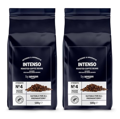 by Amazon Intenso Kaffeebohnen, Leicht Geröstet, 1kg (2 Packungen à 500g) – Rainforest-Alliance-zertifiziert