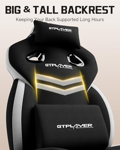 Image of GTPLAYER Gaming Chair for Adults, Ergonomic High Back Chair with Footrest | Big & Tall Computer Video Gaming Chair, Comfort Wide Seat with Lumbar Support for Big /Tall, Office /Home, Black&lightgray