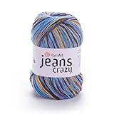 YarnArt Crazy Cotton Acrylic Yarn – Multicolor Soft Knitting & Crochet Yarn for Amigurumi, Baby Clothes, Blankets & Lightweight Summer Projects, 55% Cotton 45% Acrylic, 1.76 Oz (50g), 175 Yds (7202)