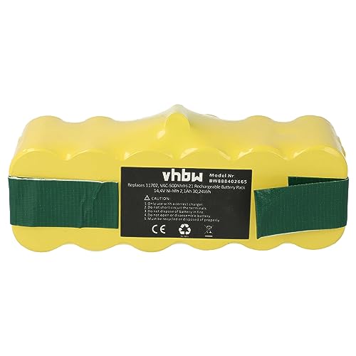 vhbw Battery compatible with iRobot Roomba 790, 800, 870, 785, 80501e, 871, 80501, 780, 782, 866, 782E Home Cleaner (2100 mAh, 14.4 V, NiMH)