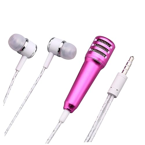Toddmomy Fashion Design Mini Pocket Wired Microphone 6cm Long Portable Vocal Instrument Microphone Headset Home Use Compatible Laptop Tablet (Rosy)