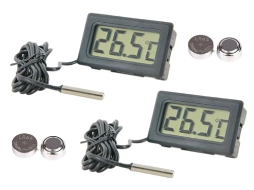 2 x Digitales Reptilienthermometer – Perfekt für Terrarien oder Inkubatoren – LCD-Display und Batterien im Lieferumfang enthalten (2 Stück)