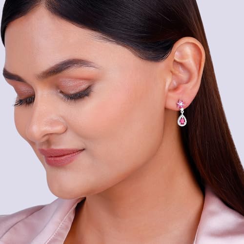 GIVA 925 Silver Pink Flower Mini Drop Earrings| Gifts for Girlfriend, Gifts for Women & Girls| With Certificate of Authenticity and 925 Stamp | 6... - Image 3