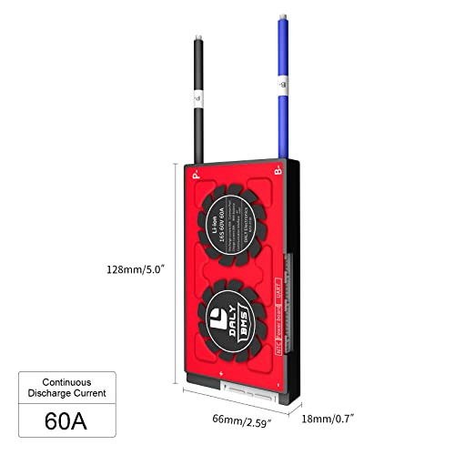 DALY Smart BMS Li-ion 16S 60V 60A with Visible Data Monitoring App Bluetooth Module, UART Communication for Rated 3.7V Lithium Battery Pack Management(Smart BMS,60A)2