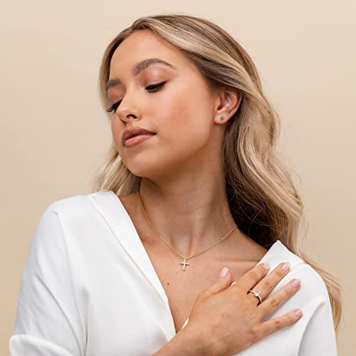 Pavoi 19B-TC08-WY 14K Gold Plated Cross Faith Pendant Necklaces For Women | White & Yellow Pack Cubic Zirconia Cross Pendants thumb #2