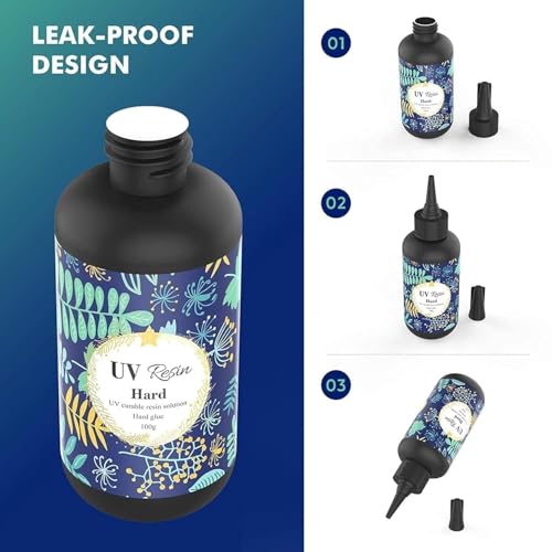 Image of UV Resin 500GM, Crystal Clear Hard Type, Fast Curing UV-Curable Resin, Bubble-Free Non-Toxic Formula, 500 GM