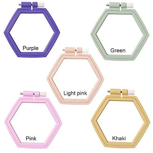 Image of gofidin 6 Pcs DIY Needlecraft Hand Hexagon Embroidery Hoops Plastic Cross Stitch Loop Ring Household Sewing Tools