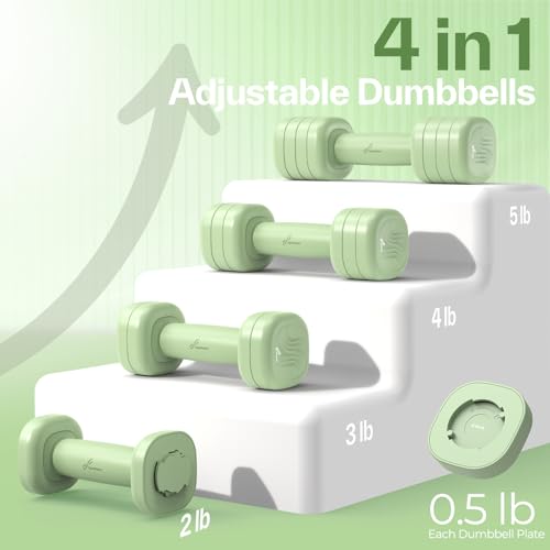Adjustable Dumbbell Set of 2: Sportneer 4 in 1 Free Weights Dumbbells Set for Women, Hand Weights for Women at Home, Available in 5 lb × 2 and 10 lb × 2 Sets with Soft Rubber Handle for Home Gym Exercise Training - Image 5