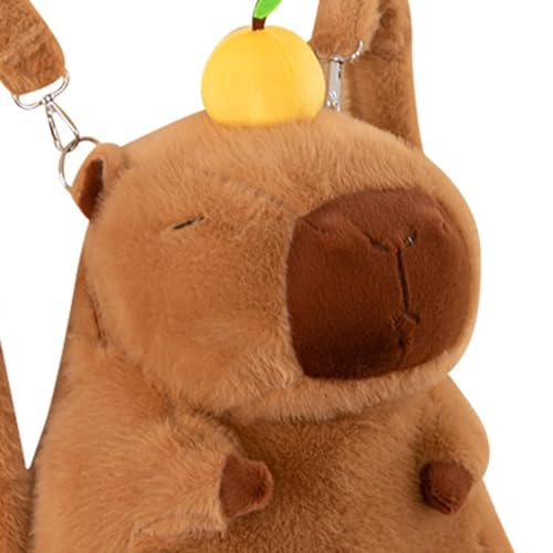 APLVFFZH Plüsch Rucksack für Erwachsene, Brauner Cartoon-Rucksack, Süßer Tierrucksack, Umhängetasche mit Tragegriff und längenverstellbaren Trageriemen, Geschenk Zum Geburtstag