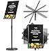 T-SIGN Adjustable Pedestal Poster Stand Aluminum Snap Open Frame for 11 x 17 Inch, Vertical and Horizontal View Sign Displayed, Black, Round Base