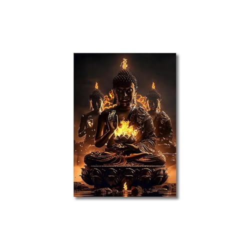 Cuadro sobre lienzo de Buda en acuarela con acabado artístico moderno 2