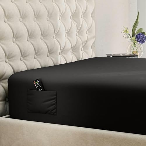 DREAMCARE Full Fitted Sheet - Deep Pocket Sheets for up to 15" Mattress - Hotel Luxury, Oeko-Tex Certified, Soft & Durable (Black, Full) by DREAMCARE - Used condition - US$15.58