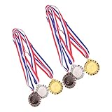 Toyvian 6 Piezas Medallas de Premio para Campeonato de Metal con Cinta para Cuello, Reconocimiento Deportivo y Conmemoración a Largo Plazo en Ceremonias Públicas