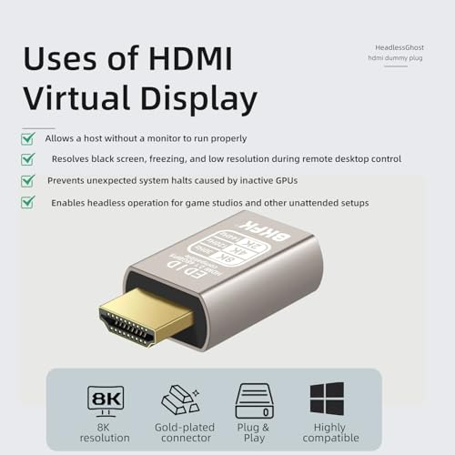 Image of 1 Pack HDMI Dummy Plug 8K@30Hz, 4K@120Hz EDID Emulator