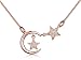 Produktbild Yumilok Roségold 925 Sterling Silber Zirkonia Mond Sterne Anhänger Halskette Kette mit Anhänger für Damen Mädchen Kinder