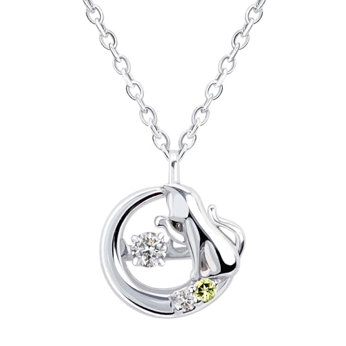 [シアーズ] ネックレス 猫 ダンシングストーン 8月誕生石 ペリドット sp10-0002-08のサムネイル