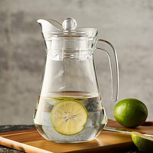 UI Intros Conical Fresh 1300 Glass Jug with Lid and Handle, 1 Piece, 1.3 Litre, Transparent | Serve Water | Beverages | Iced Tea | Juices | Cocktail | Milk | Chaas | Shakes