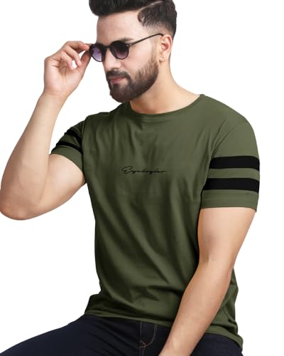 Image of Noble Monk Men Regular Fit T-Shirt | Round Neck | Half Sleeve | Self Design | Casual T Shirt for Men
