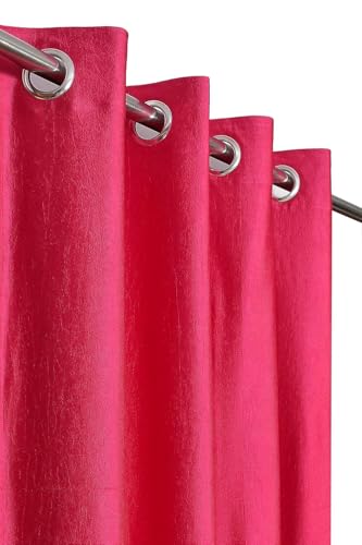 Image of Curtains 7 Feet Long for Living Room - Door Curtains Set of 1 Pcs Panel, Curtain Solid Parda for Home Decor & Office Pink Colour 7 feet (48 x 84 Inch) - 2 Pcs