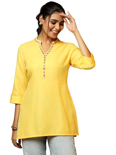 Image of Libas Womens Solid Viscose Straight Kurti for Women Suit