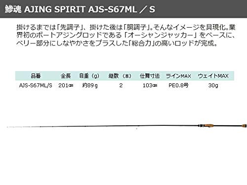 クレイジーオーシャン アジングスピリット AJS-S67ML/S (アジングロッド) 3枚目