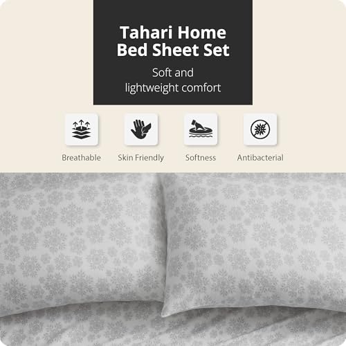 Image of Tahari Home Brushed Flannel 4-Piece Bedding Set, King, Snowflake Silver
