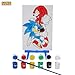 Innovative Designs Sonic The Hedgehog Canvas Paint Set for Kids with 3 Canvases, Acrylic Paint, Paintbrush, & Easel