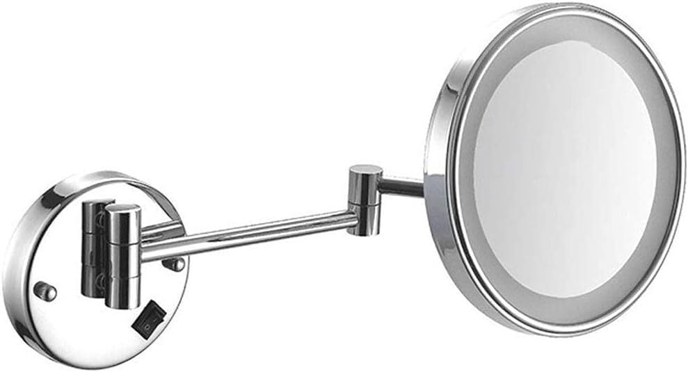 Miroirs muraux éclairés LED grossissants 10x de 8 pouces pour maquillage et rasage
