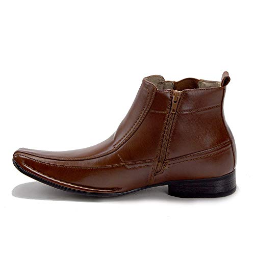 Jazamé Men's 87742 Ankle High Zipped Classic Square Toe Chelsea Dress Boots2