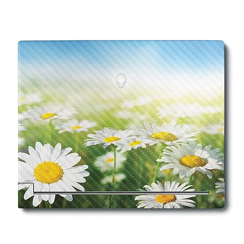Image of MightySkins Carbon Fiber Skin Compatible with Alienware X16 R1 (2023) Full Wrap Kit - Field of Daisies | Protective, Durable Textured Carbon Fiber Finish | Easy to Apply | Made in The USA