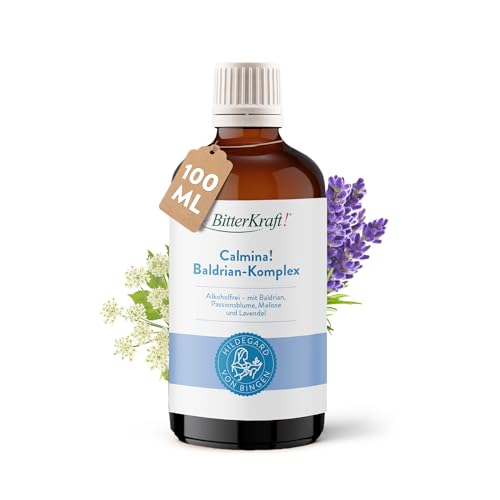 Calmina! Baldrian-Komplex 100 ml – Tropfen mit Baldrian, Hopfen & Lavendel + Vitamine – Schlaf-Tropfen - entspannend - vegan & alkoholfrei – 100% Natur - Made in Germany